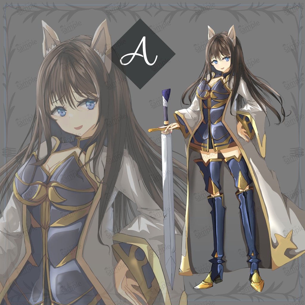 ケモミミ剣士の女の子 - 立ち絵/TRPG素材【NO341】