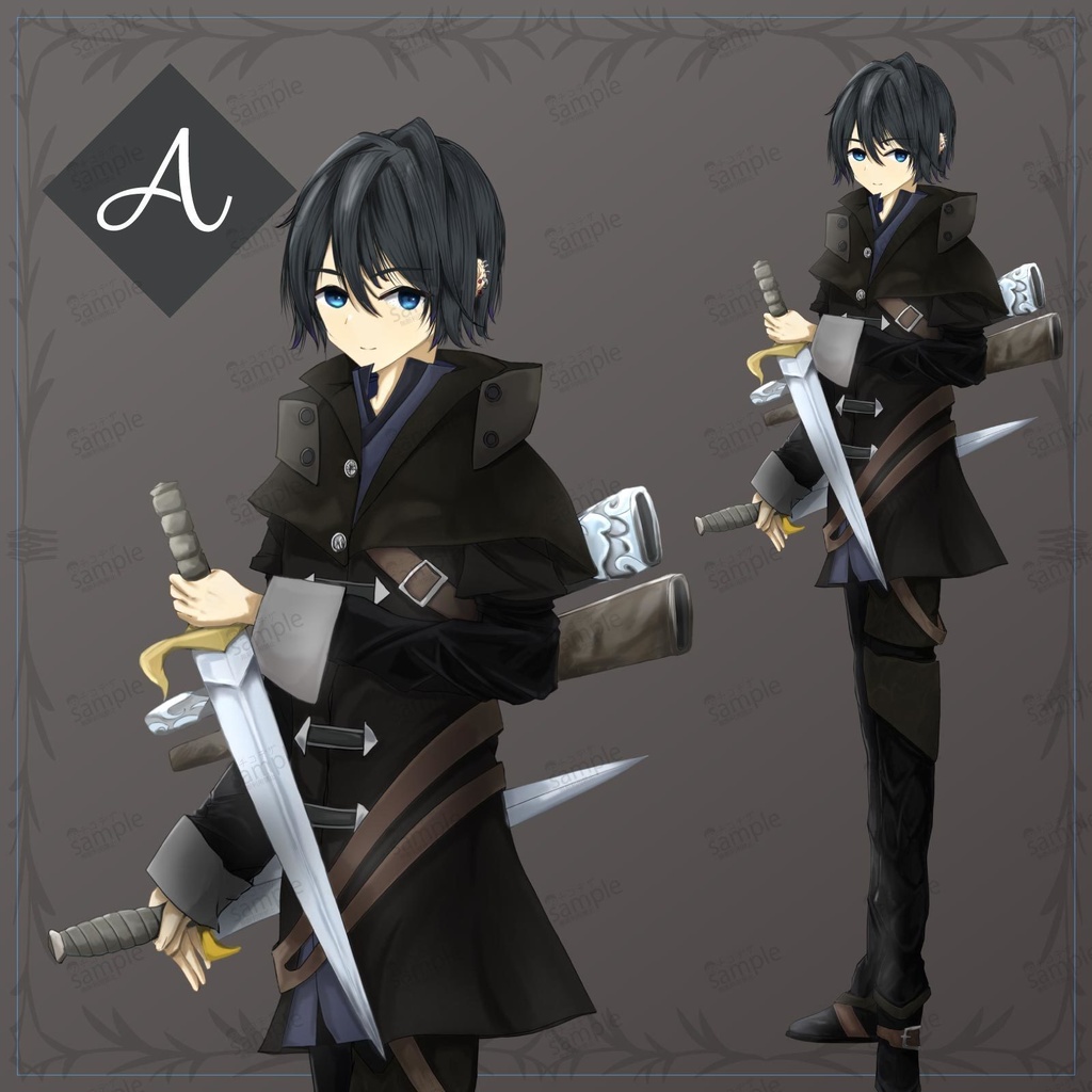 ナイフ使いのアサシンTRPG立ち絵素材/男の子【355】