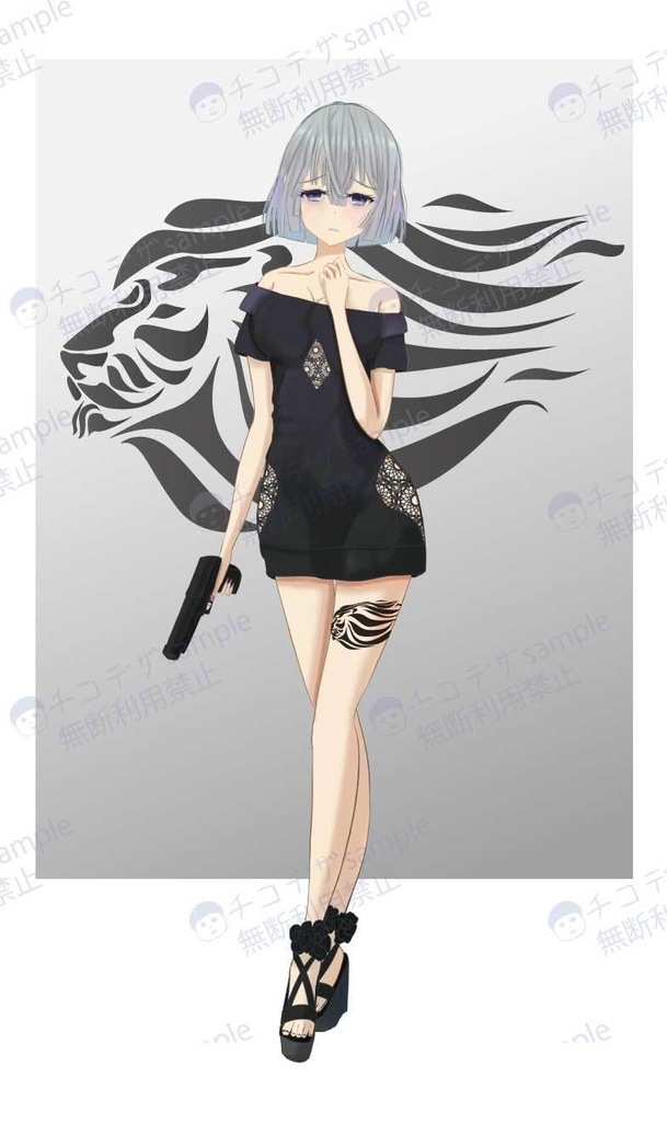 ライオンのトライバル風マーク・タトゥ・シンボル-jpg/png/ai