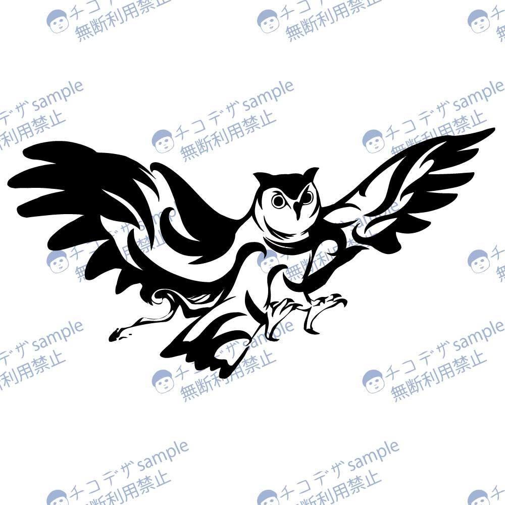 フクロウのタトゥー風マーク・トライバル・シンボル-jpg/png/ai