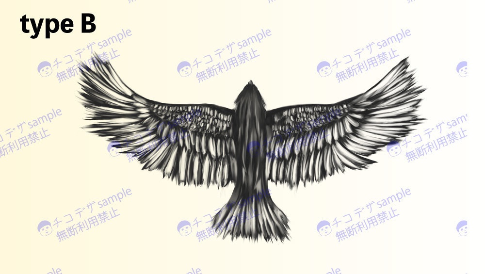 カラスのタトゥー風マーク・水彩・シンボル-png/ai