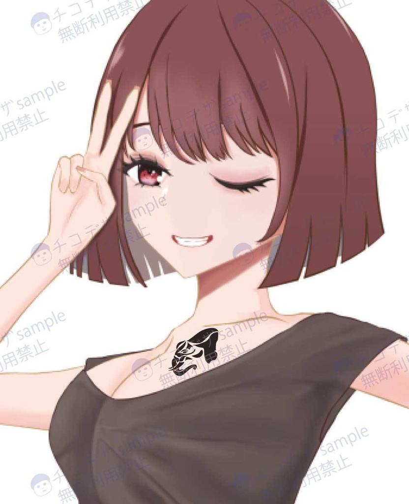 象のタトゥー風マーク・シンボル-png/ai