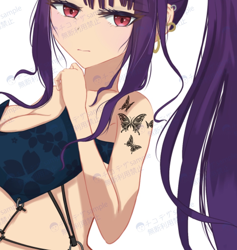 蝶々のトライバルタトゥー風マーク・シンボル×3タイプ - png/ai