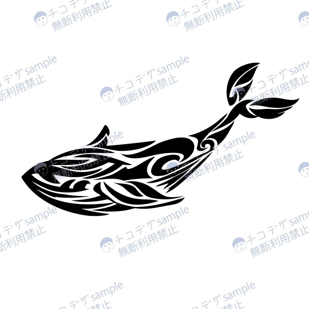 クジラのトラバル・タトゥー風マーク・シンボルその2 - png/ai