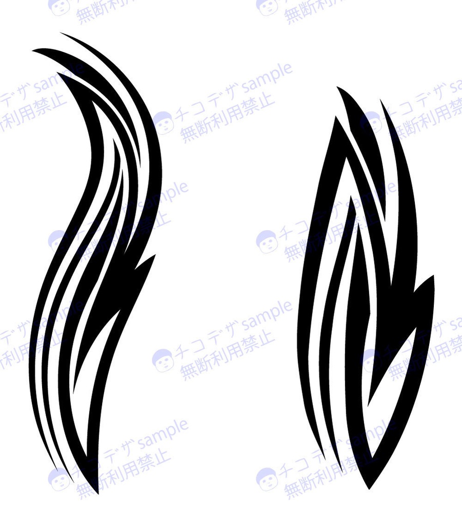 トライバル・タトゥーライン15種イラスト素材セット - ai or 高解像度png