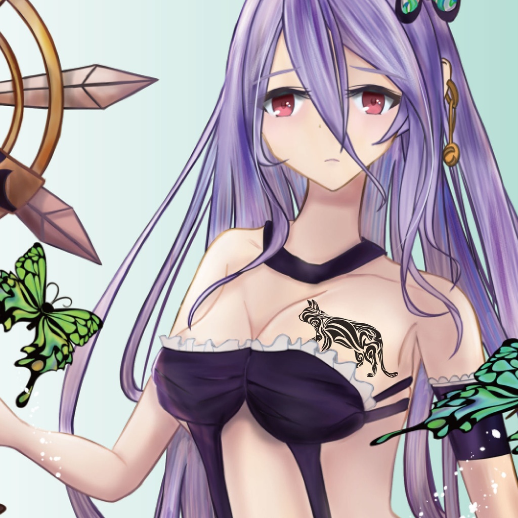 不思議な猫のトライバル・タトゥー風マーク- png/ai