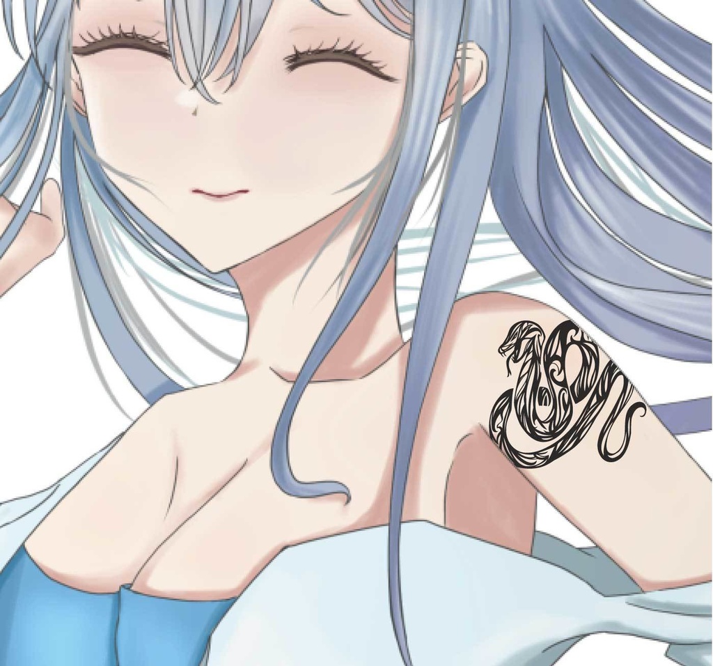 蛇のトライバル・タトゥー風マーク6種カラー- png/ai