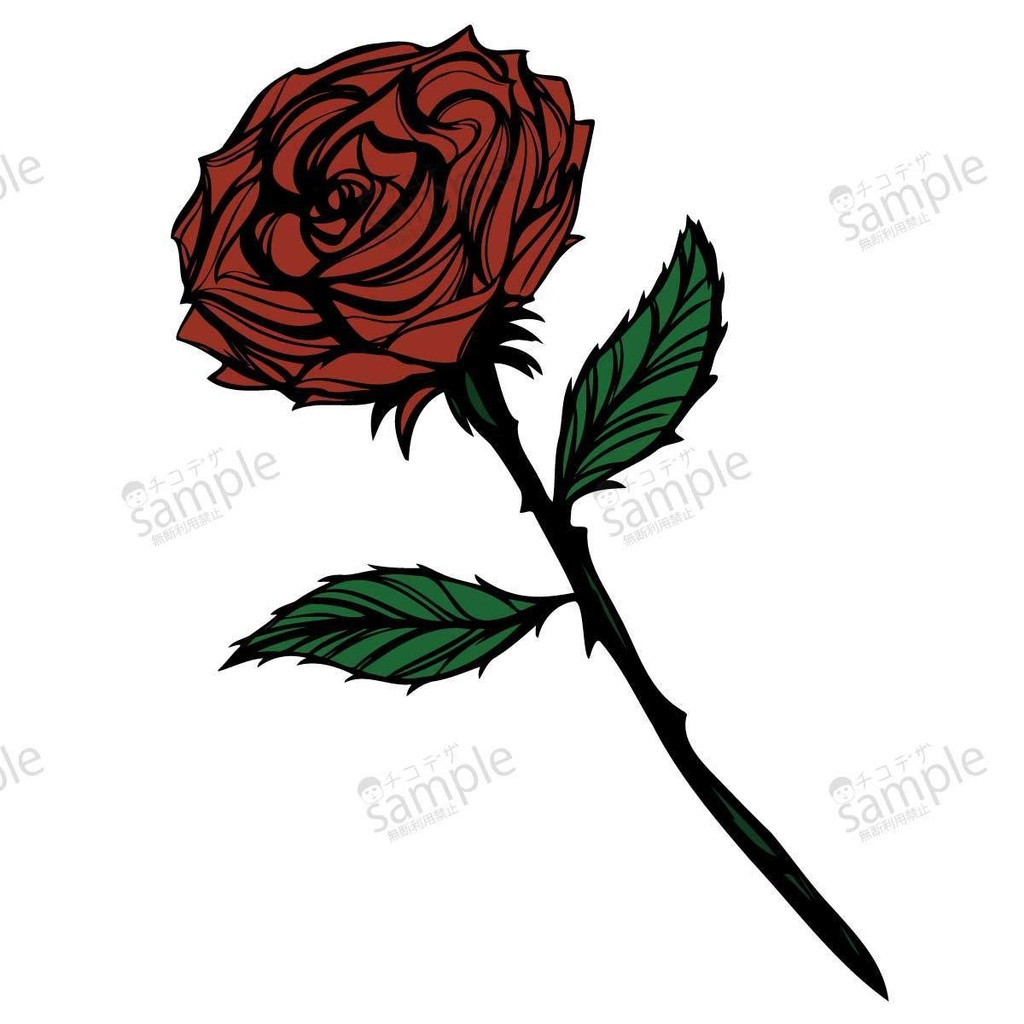 薔薇のトライバル・タトゥー風マーク・白黒/カラー- png/ai