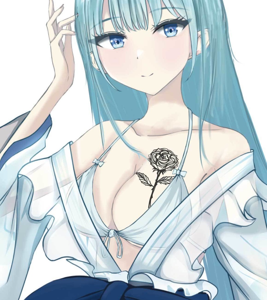 薔薇のトライバル・タトゥー風マーク・白黒/カラー- png/ai