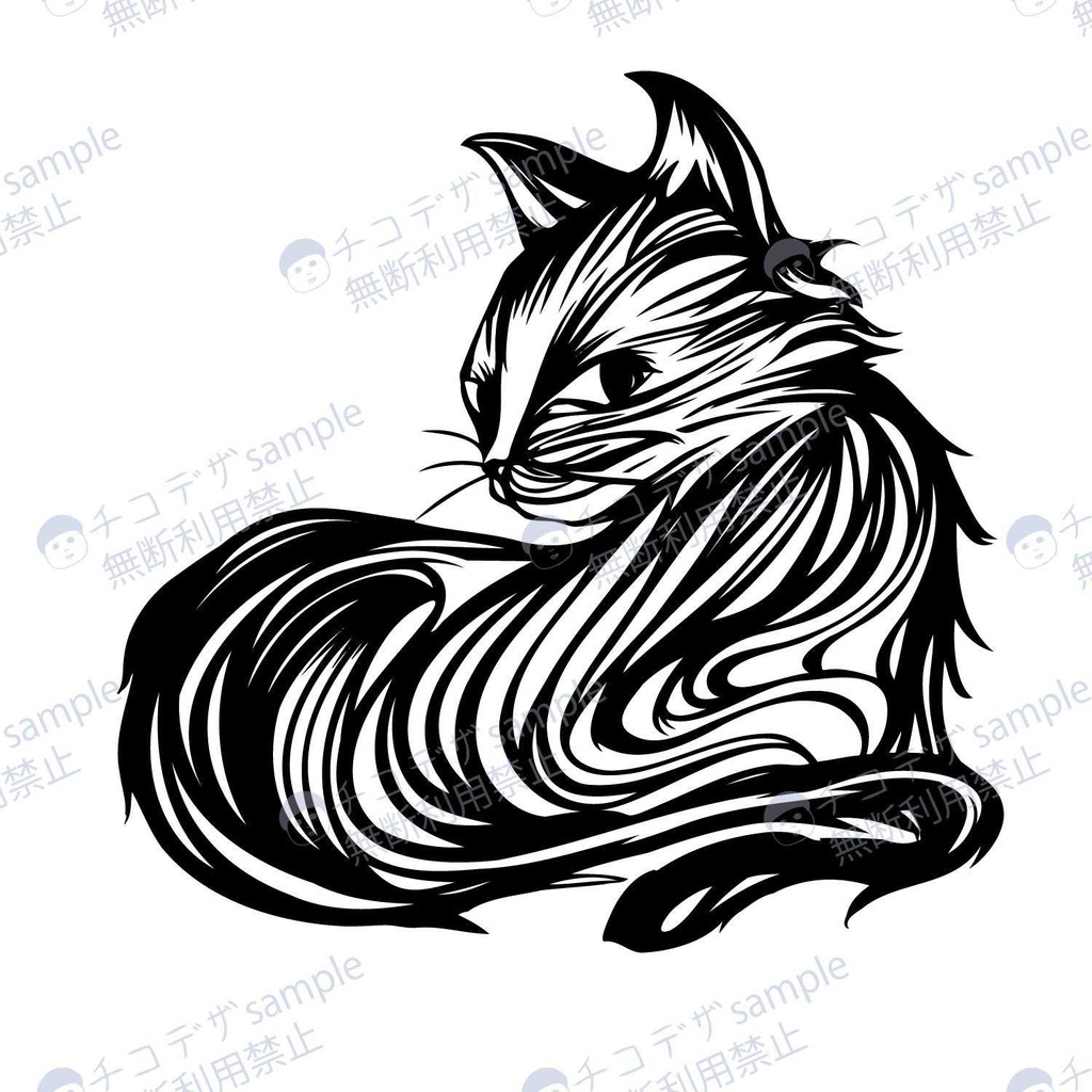 ブラックキャット・タトゥー風マーク6色- png/ai