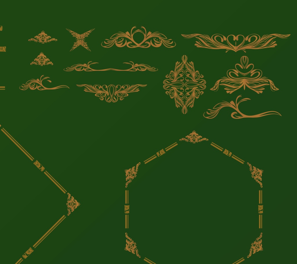 アンティークシンプルな細フレームデザインセット28種 - 高解像度png(背景透過) or ai(ベクター)