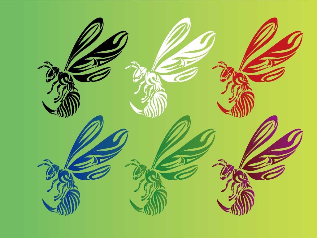 キラービー(スズメバチ)・タトゥー風マーク6色- png/ai