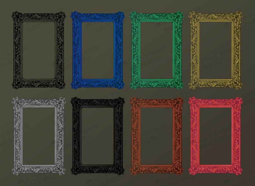 アンティークフレームセットパッケージ【vol.1】 50以上の高解像度png or ベクターイラスト素材