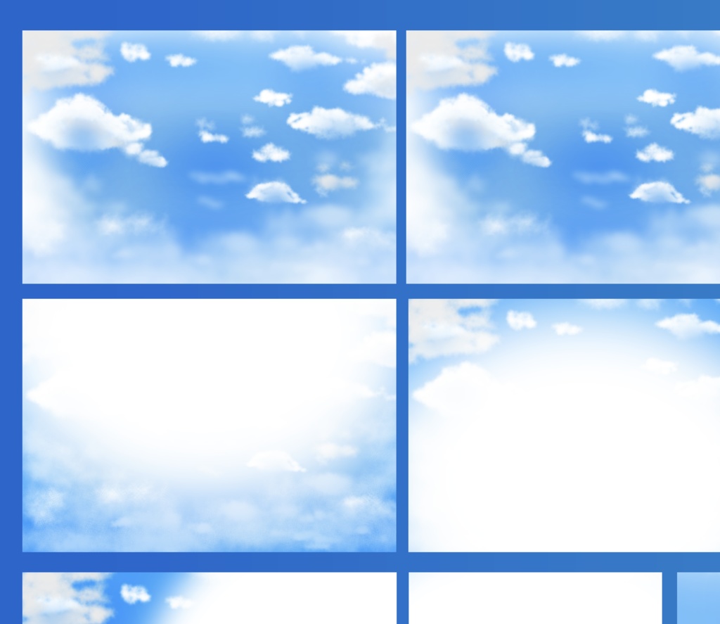 空と雲の手書き背景16枚セット 高解像度jpgイラスト素材