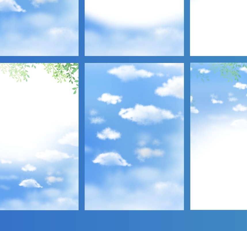 空と雲の手書き背景16枚セット 高解像度jpgイラスト素材