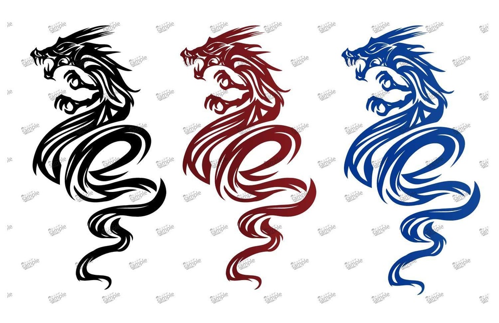 ドラゴンのタトゥー風マーク3種- png/ai