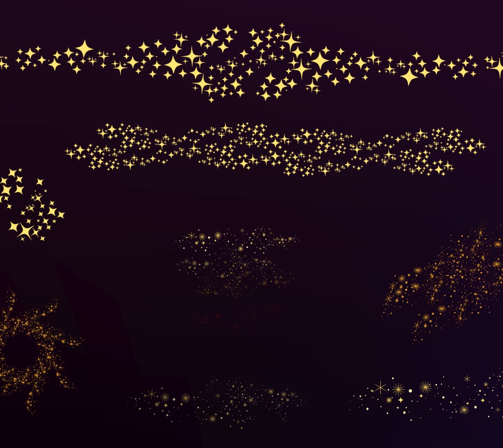 煌めくキラキラ装飾素材34セット - 高解像度png or ai(ベクターcs2)