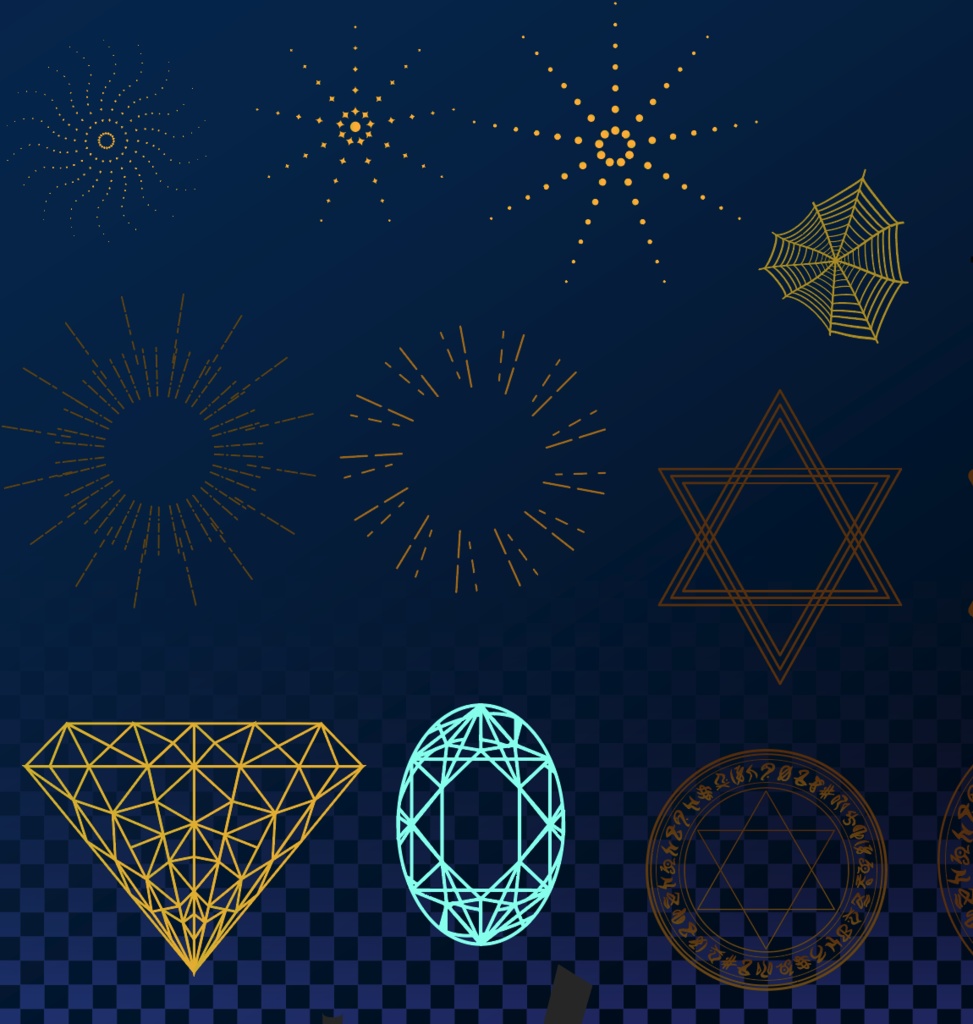 怪しい月夜の魔法世界の素材全52種類 - 高解像度png or ai(ベクターcs2)