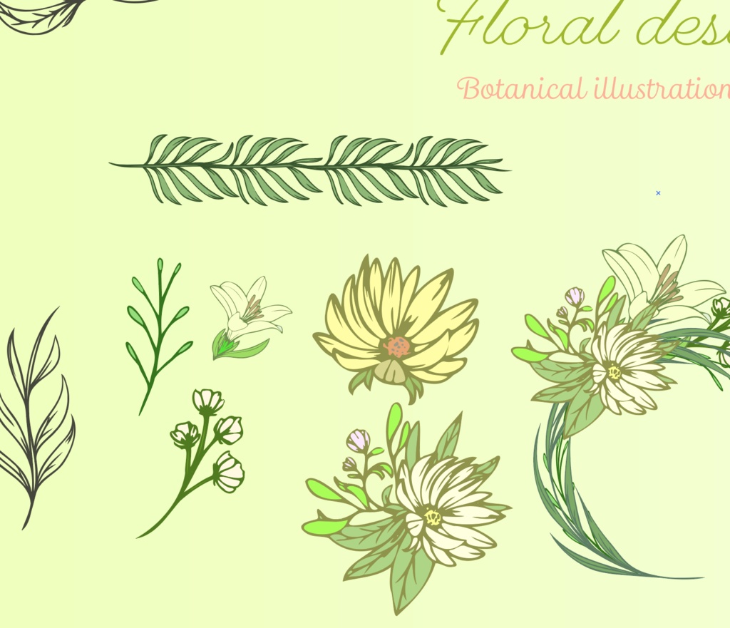 植物・草・花の装飾素材全45種以上(ビンテージ・レトロデザインにも) - 高解像度png or ai(ベクターcs2)