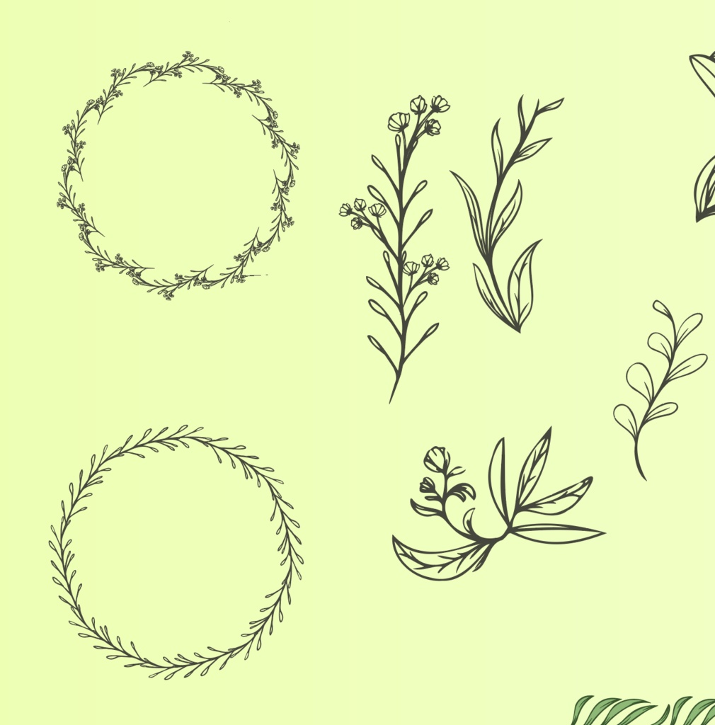 植物・草・花の装飾素材全45種以上(ビンテージ・レトロデザインにも) - 高解像度png or ai(ベクターcs2)