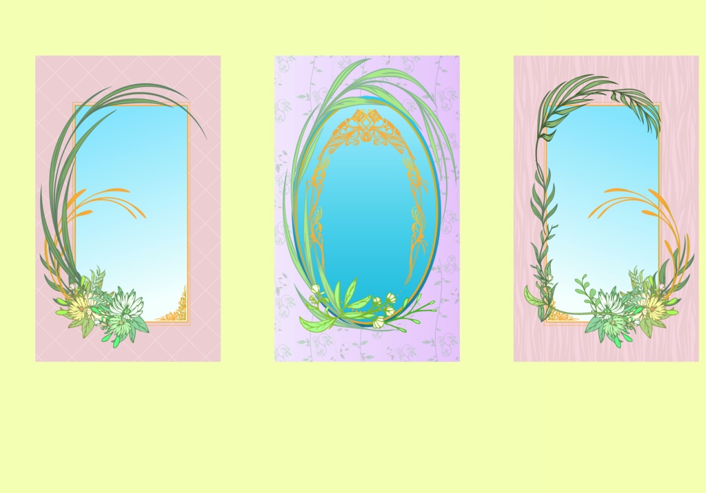 花・ゆり・葉の植物のフローラルフレーム装飾素材全23種 - 高解像度png or ai(ベクターcs2)