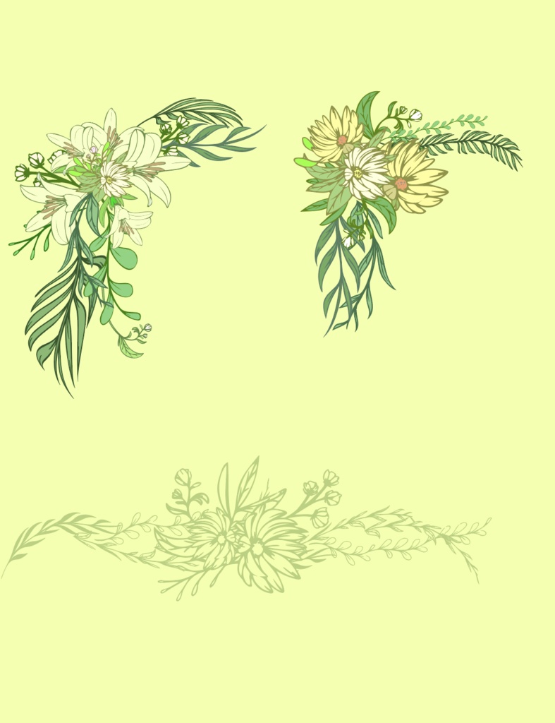 花・ゆり・葉の植物のフローラルフレーム装飾素材全23種 - 高解像度png or ai(ベクターcs2)