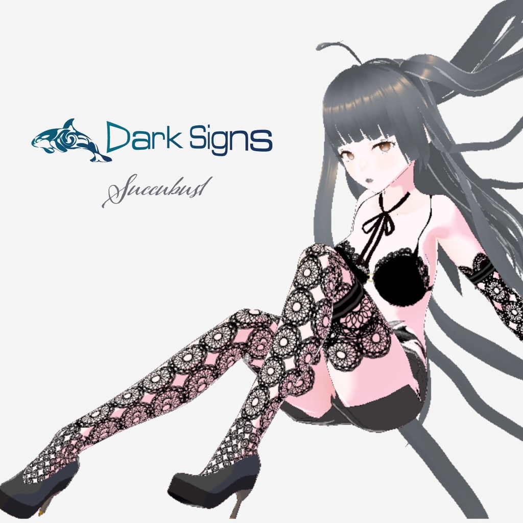 VRoid 黒いレース衣装【Dark Signs Succubus1】おまけシャチのタトゥーpng