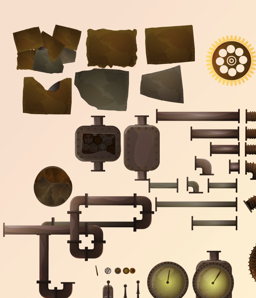 スチームパンクなイラスト素材集全65種 - 機械仕掛けのレトロフューチャーな世界