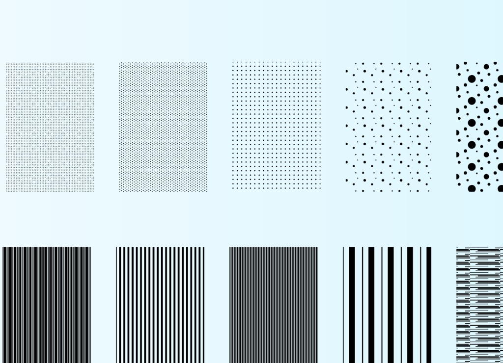 丸ドット・ストライプパターン・トーン 27種類セット png(背景透過) & aiベクター