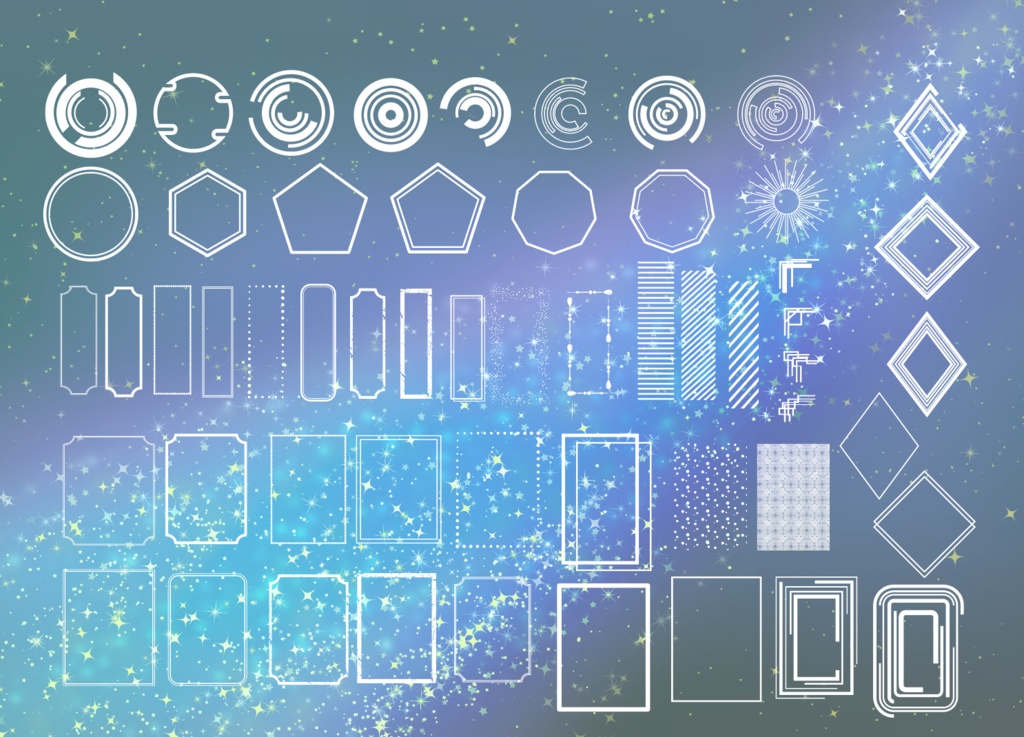 シンプルなフレーム装飾素材全55種 - ココフォリア・高解像度png or ai(ベクター cs2)