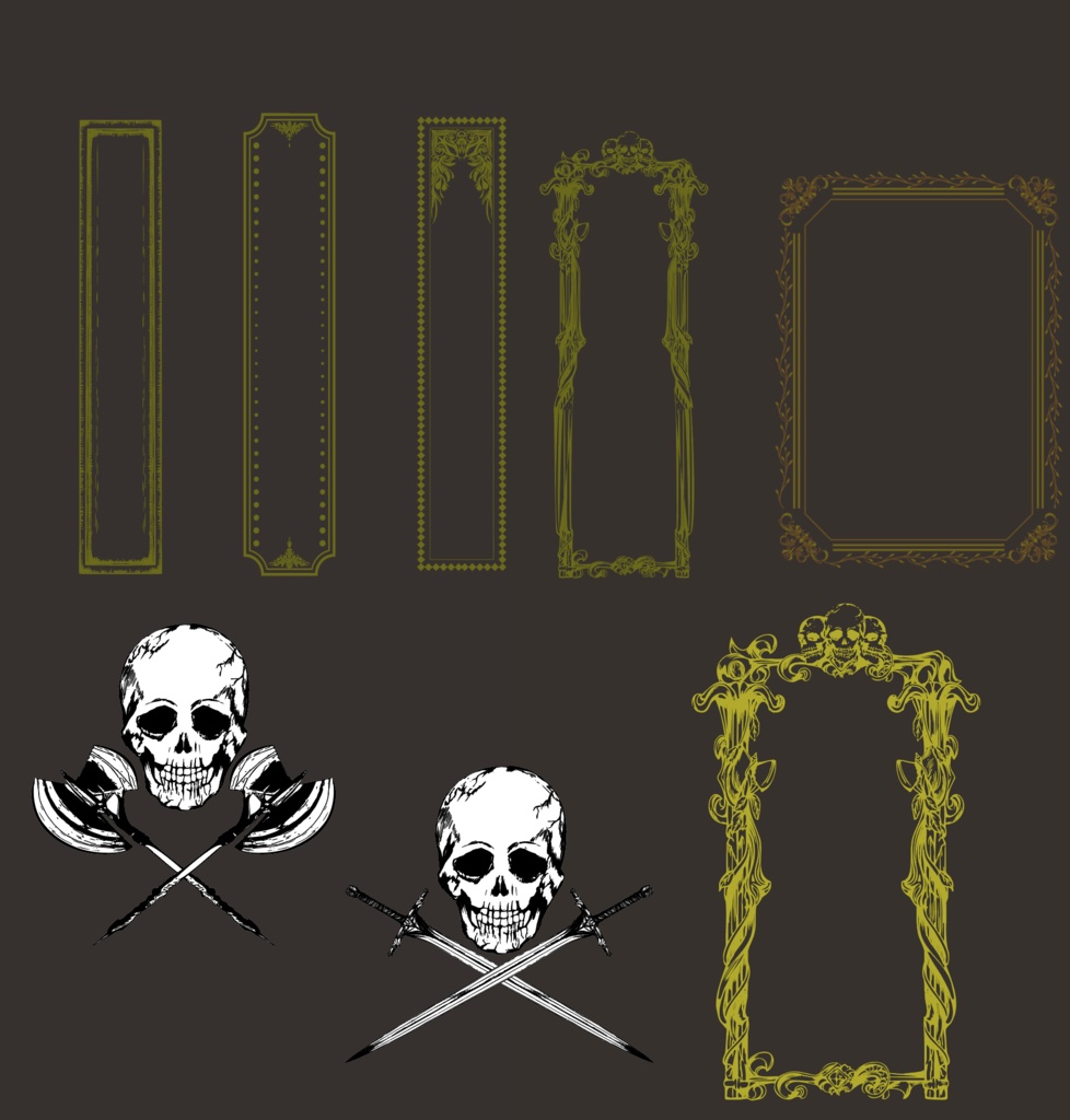 剣と魔法の世界の素材全46種類セット - 高解像度png or ai(ベクターcs2)