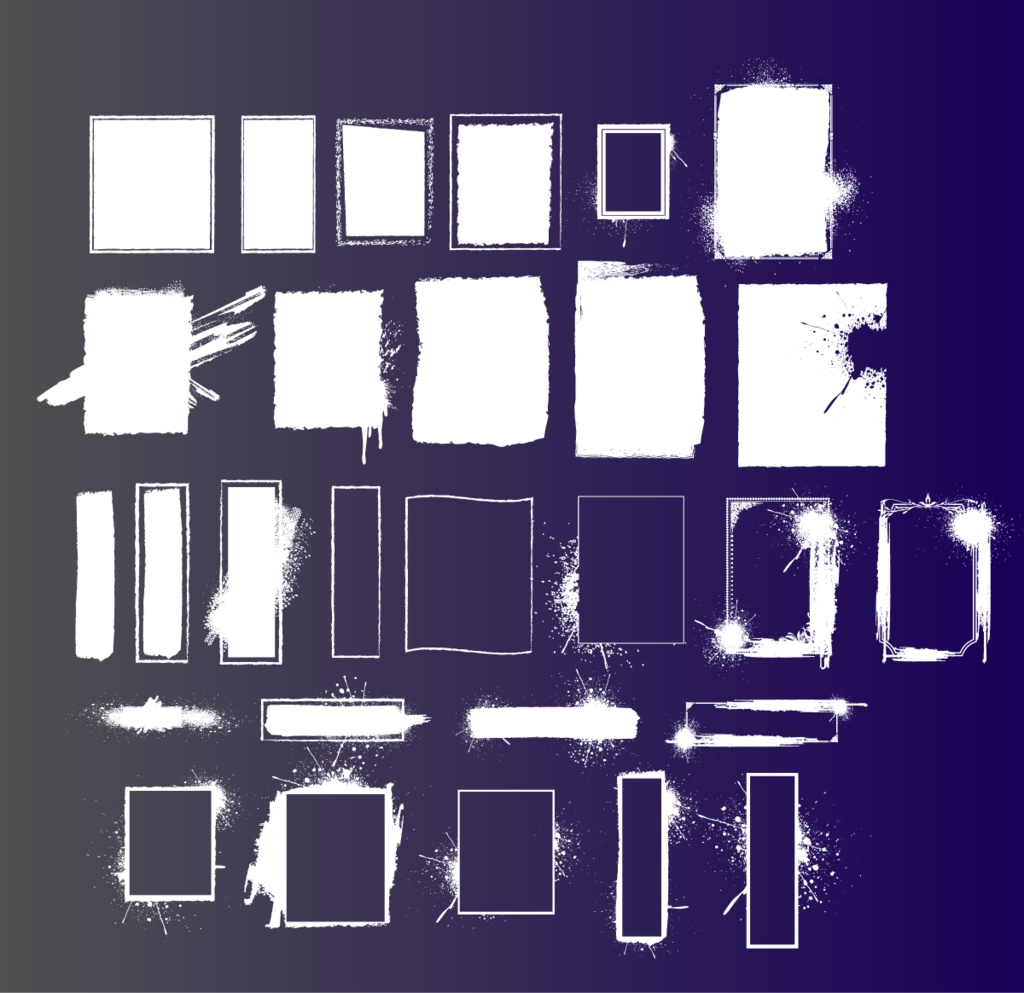 ペンキ・手書き・アートフレーム全28セット - ベクター or 高解像度PNG素材集