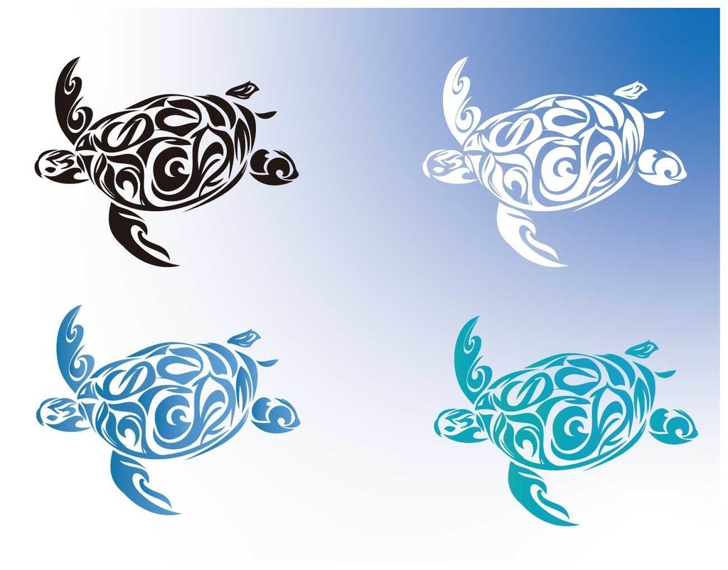 海亀のトライバル風マーク カラー4種- png(高解像度) / ai - 73