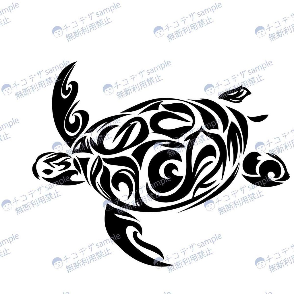 海亀のトライバル風マーク カラー4種- png(高解像度) / ai - 73