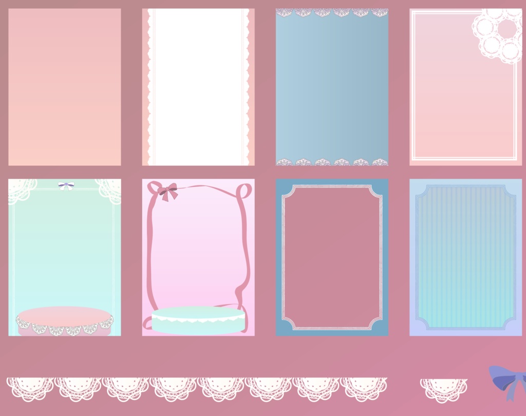 可愛いレースのガーリー装飾素材・フレーム集 全32セット-ベクター or 高解像度PNG素材集