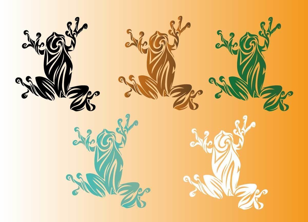 カエルのトライバル・タトゥー風マーク- png(高解像度) / ai - 74