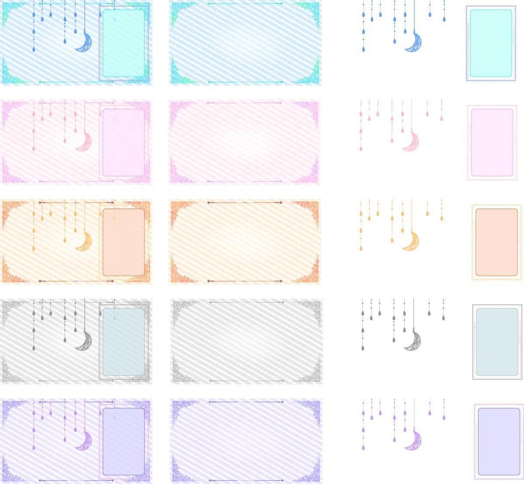 かわいい背景フレーム - シンプルおしゃれなPNG素材全5種 - 配信背景に!