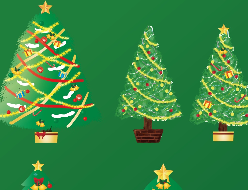 クリスマスツリーとお飾りの35イラスト素材セット - 高解像度PNG or ベクター形式