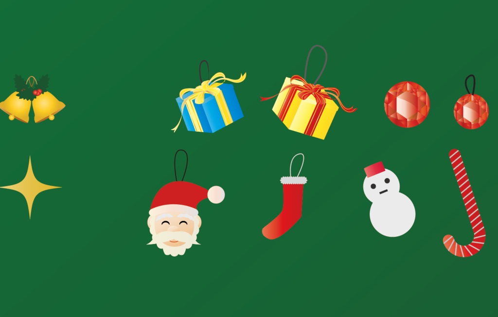 クリスマスツリーとお飾りの35イラスト素材セット - 高解像度PNG or ベクター形式