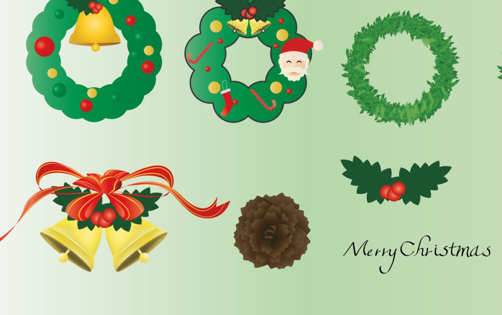 クリスマスリースフレームお飾り19セット - 高解像度PNG or ベクターイラスト素材集