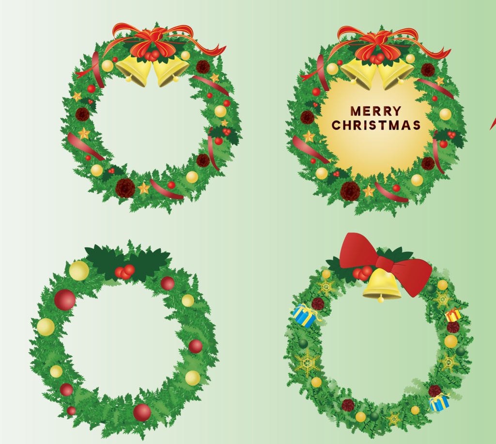 クリスマスリースフレームお飾り19セット - 高解像度PNG or ベクターイラスト素材集