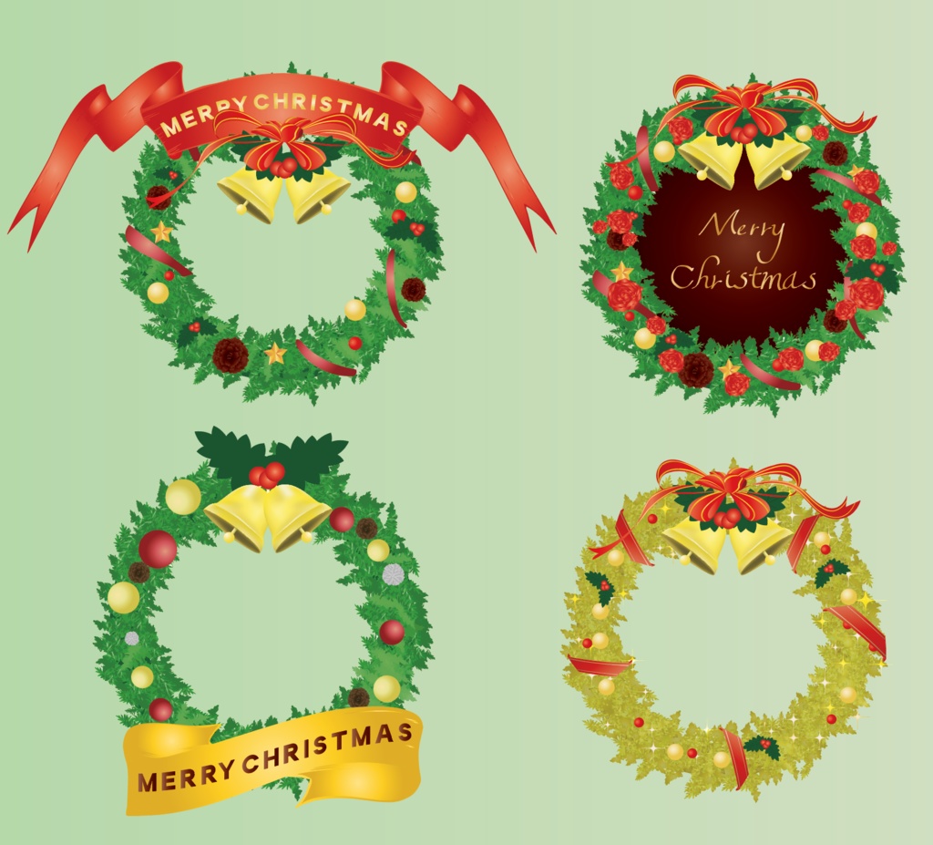 クリスマスリースフレームお飾り19セット - 高解像度PNG or ベクターイラスト素材集