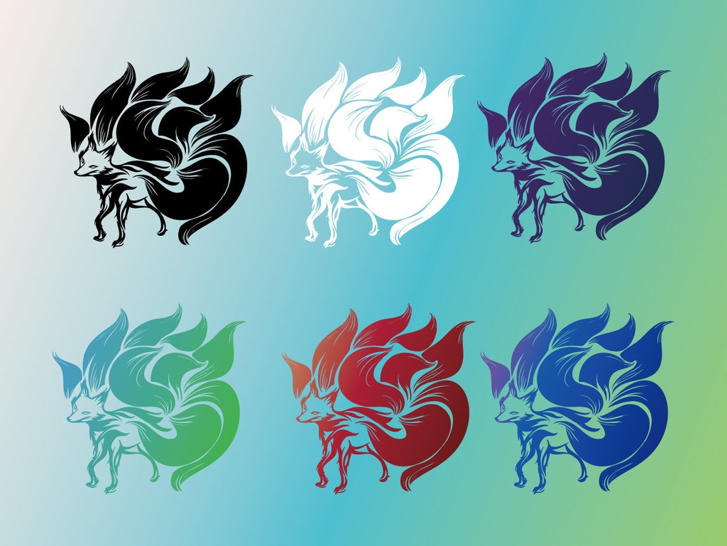 九尾の狐2・タトゥー風マーク- png(高解像度) / ai - 75