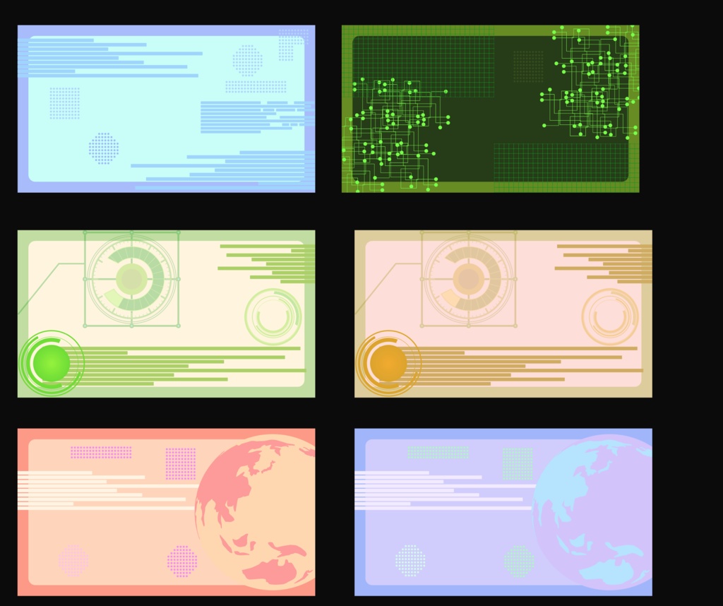 サイバー・デジタル・アートな背景32種素材集 高解像度PNG or ai