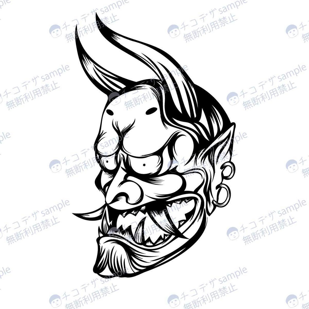 般若(ハンニャ)トライバル・タトゥー風マーク 魔除け6カラー - png/ai - 81