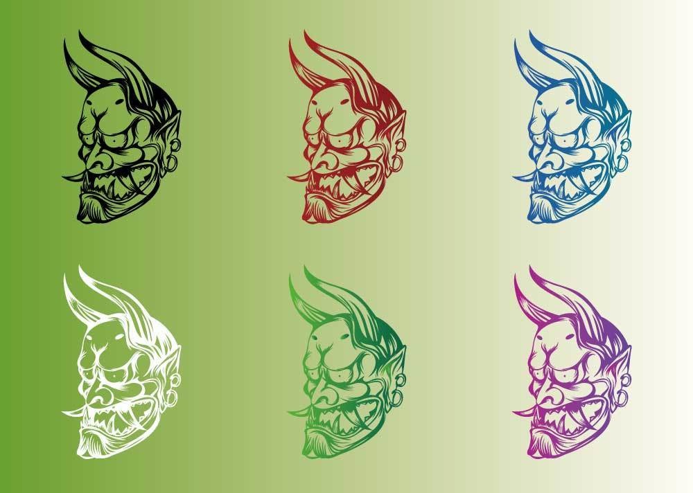 般若(ハンニャ)トライバル・タトゥー風マーク 魔除け6カラー - png/ai - 81