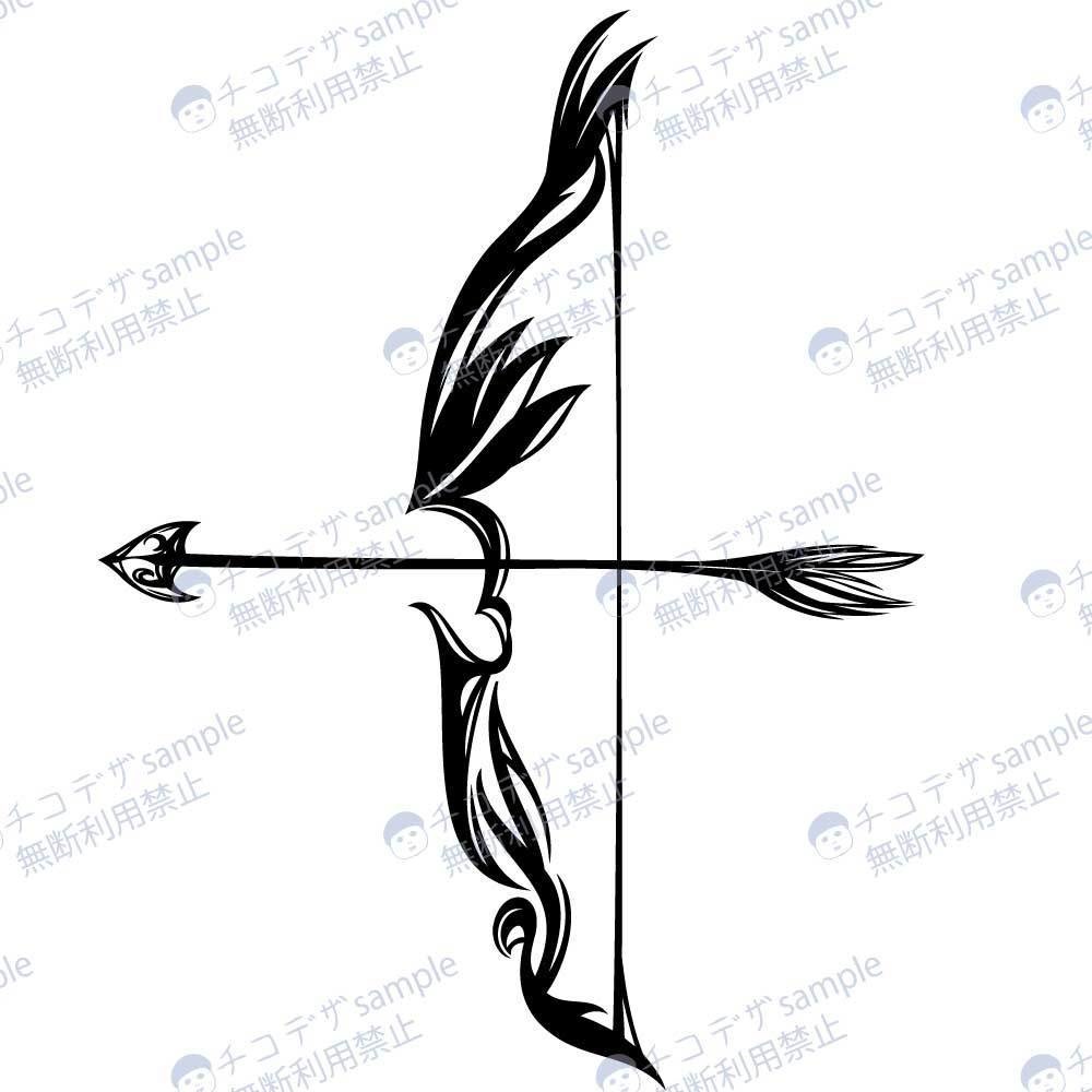 斧・剣・刀・弓矢のトライバルタトゥー風デザインセット - 高解像度png or aiベクター - 84