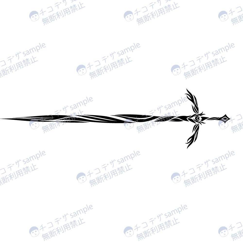 斧・剣・刀・弓矢のトライバルタトゥー風デザインセット - 高解像度png or aiベクター - 84