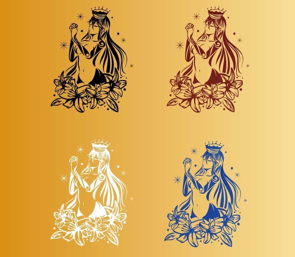 女教皇タロットのタトゥー・切り絵風イラスト - 高解像度png or aiベクター - 86