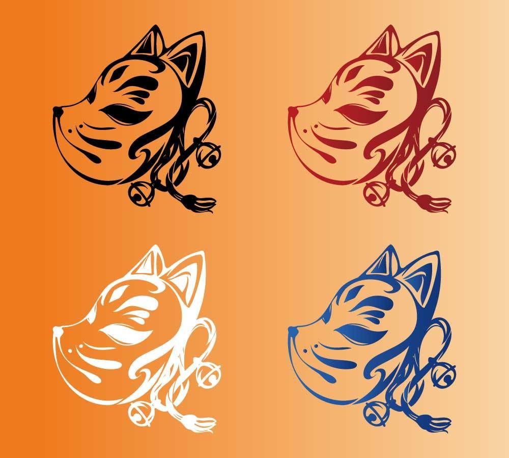 狐面(横)タトゥー風線画イラスト - 高解像度png or aiベクター - 92